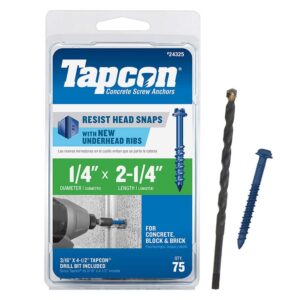 1/4" x 2-1/4" Concrete Screws 75pk